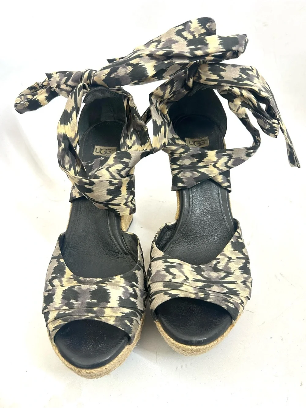 UGG Lucianna Espadrille Wedge Size 6 Platform Ankle Ties